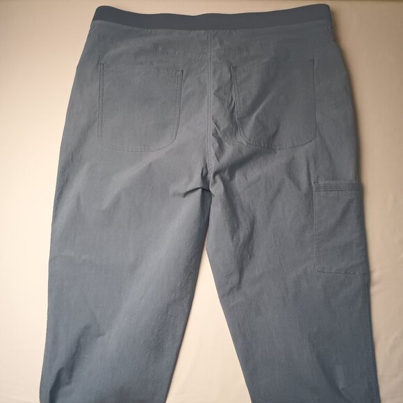 Chico's Cargo Pants Size 12 Roll Tab Hem Crop Comfort Waist Blue Grey Color - Picture 2 of 9